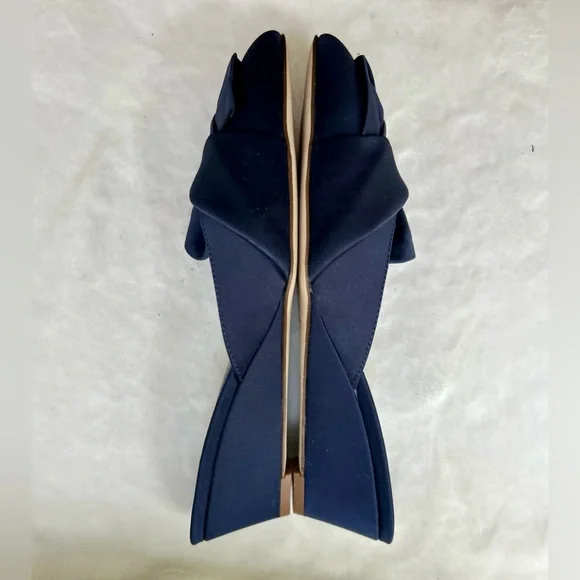 J. Crew Collection Blue Size 8 Mules Satin Wedges Slip On Heel Shoes - Picture 9 of 14